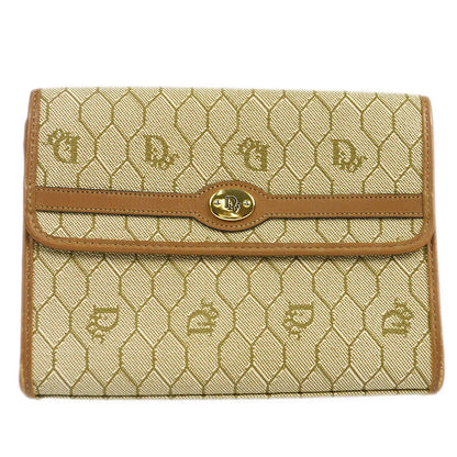 Christian Dior 1980s Honeycomb Clutch Bag Beige