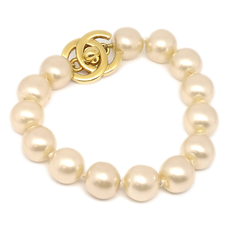 Vintage CHANEL Pearl Chain 9 Multistrand Wide Bracelet 