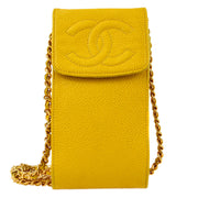 Chanel 1996-1997 Timeless Phone Case Yellow Caviar