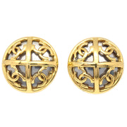 Chanel Button Earrings Gold Clip-On 93P/2941