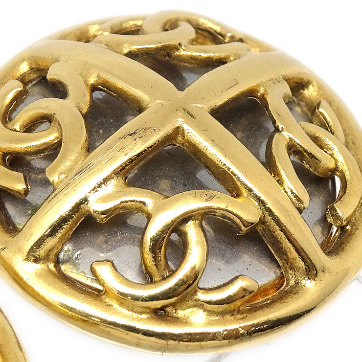Chanel Button Earrings Gold Clip-On 93P/2941