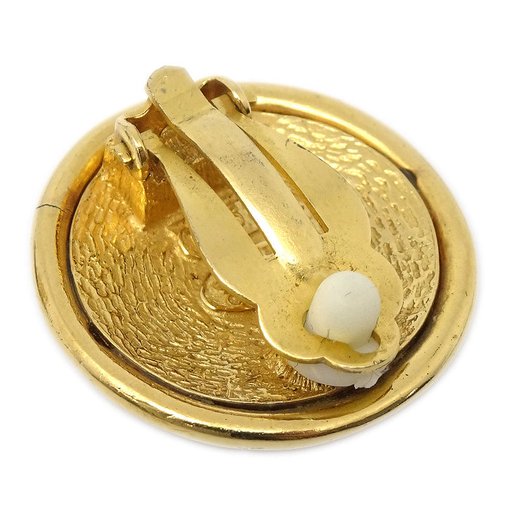 Chanel Button Earrings Gold Clip-On 93P/2941
