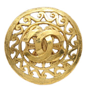 Chanel 1995 Fretwork Paisley Brooch Pin Gold 95A