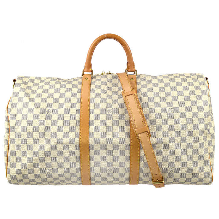 Louis Vuitton Damier Azur Keepall Bandouliere 55 Duffle with Strap