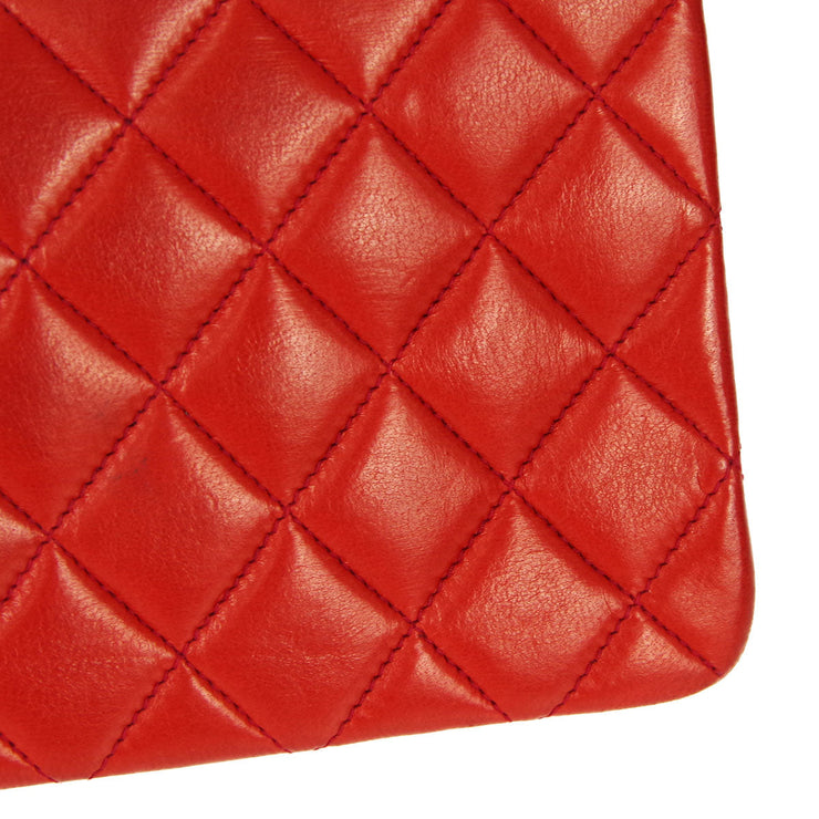 Chanel 1991-1994 Round Classic Flap Mini Red Lambskin