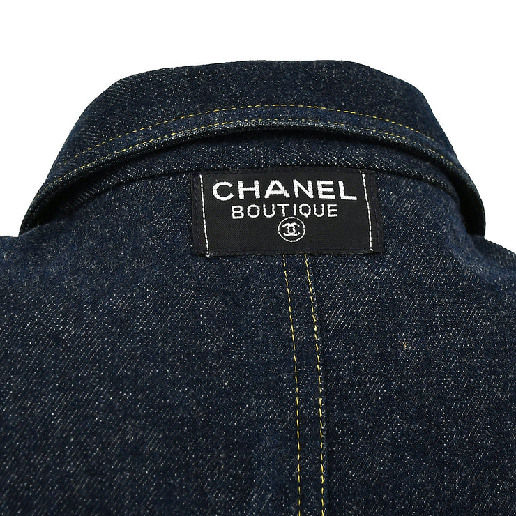 Chanel 1990s logo-buttons denim dress #38