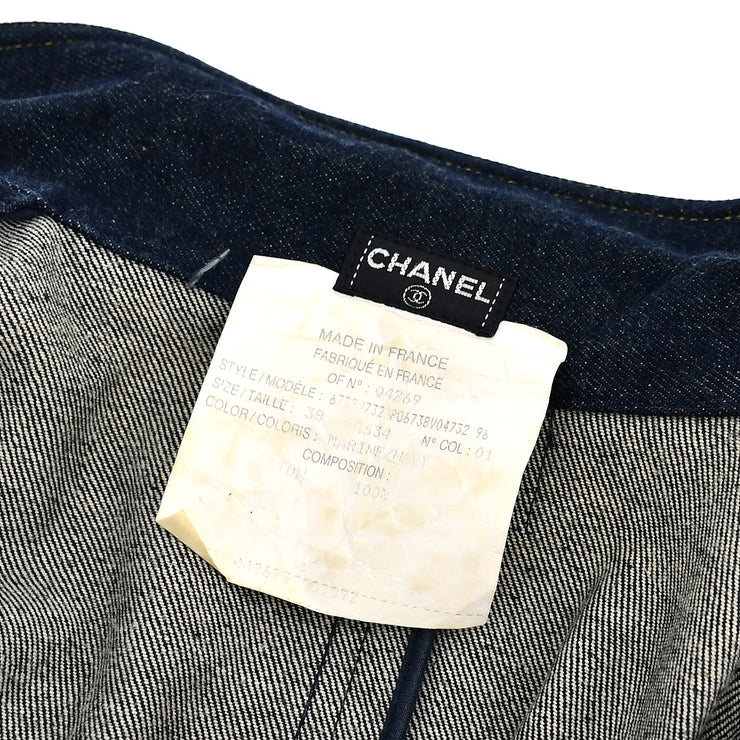 Chanel 1990年代徽标Buttons牛仔连衣裙＃38