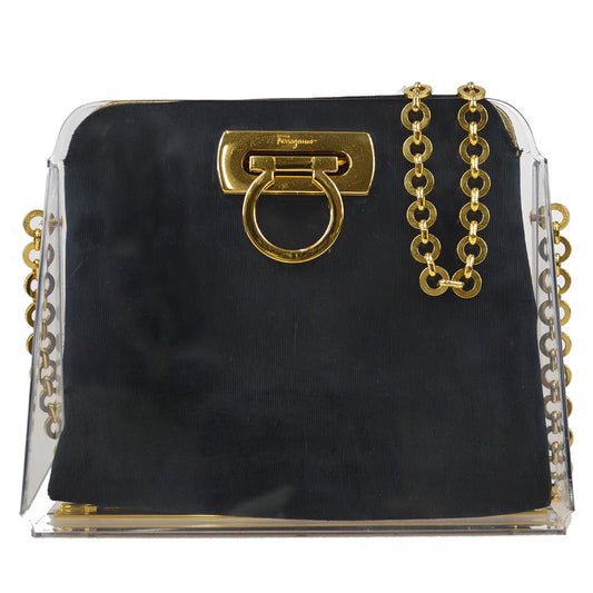 Salvatore Ferragamo Gancini Chain Shoulder Bag Clear Plastic