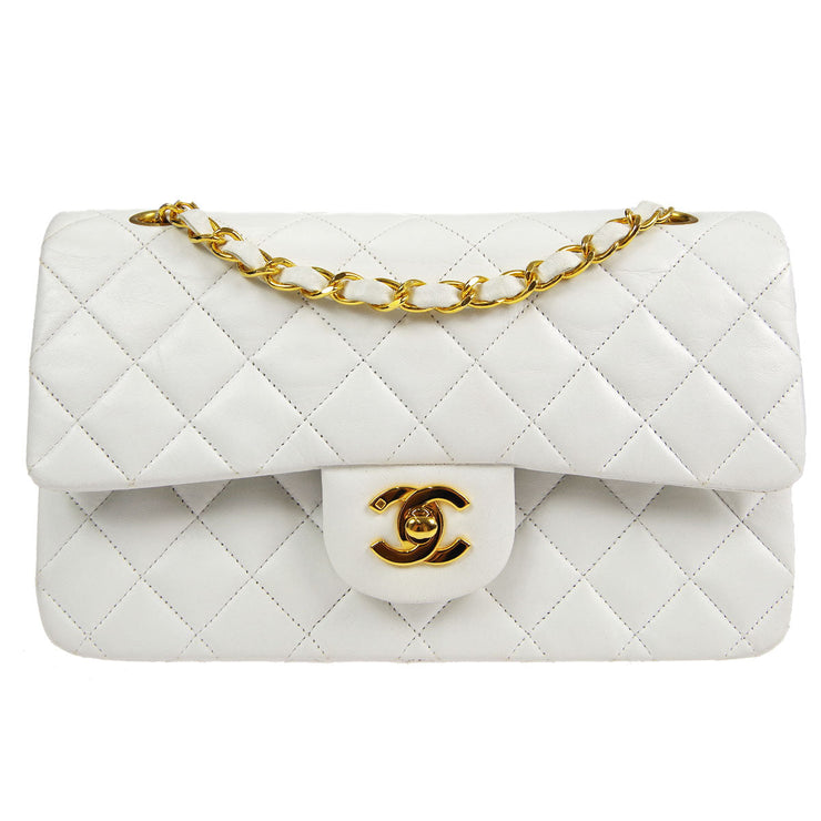 Chanel 1994-1996 Classic Double Flap Small Shoulder Bag White Lambskin – AMORE  Vintage Tokyo