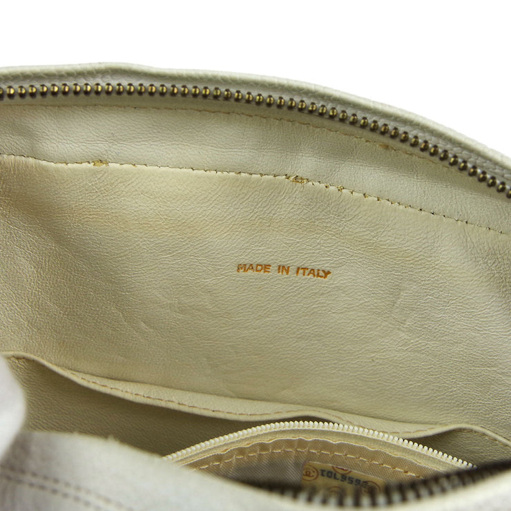 Chanel 1991-1994 Pocket Shoulder Bag Small White Caviar
