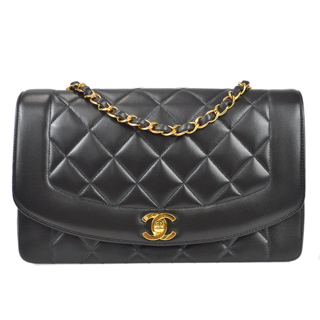 Chanel 1994-1996 Black Lambskin Medium Diana Flap Bag – AMORE Vintage Tokyo