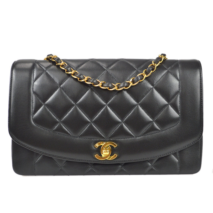 Chanel 1994-1996 Black Lambskin Medium Diana Flap Bag – AMORE