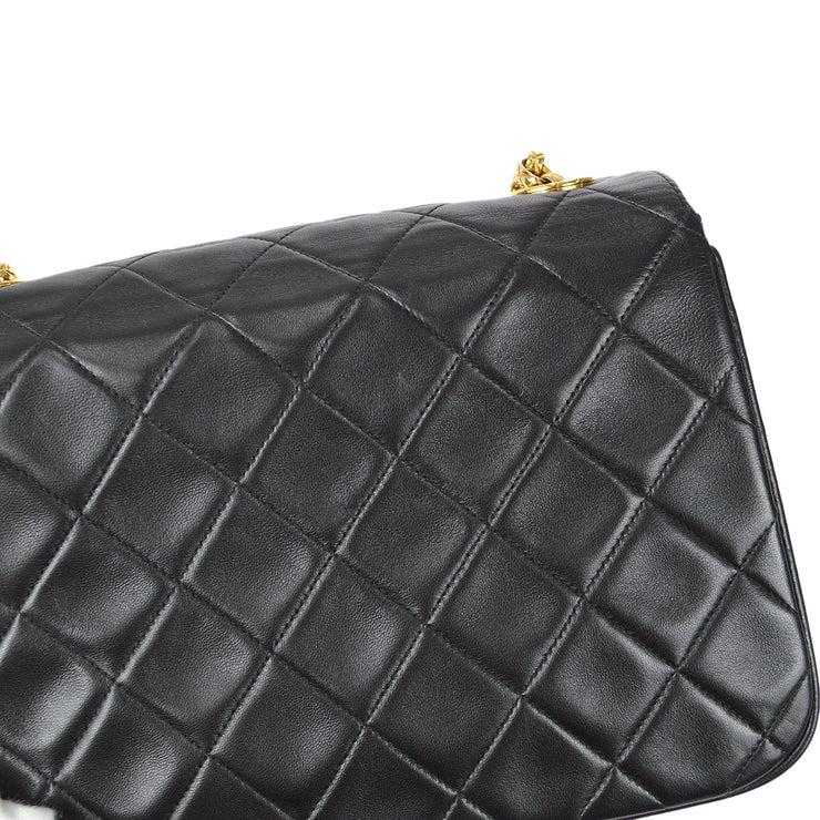 Chanel Vintage Round Flap Bag Quilted Leather Mini Black