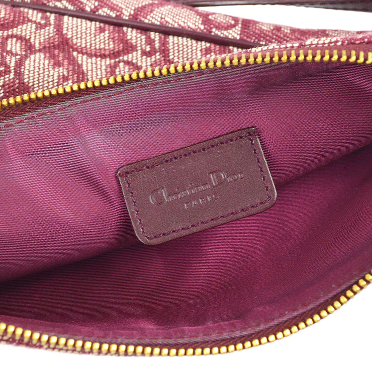 Christian Dior Trotter Saddle Hand Bag Pouch MC0012 Purse Bordeaux
