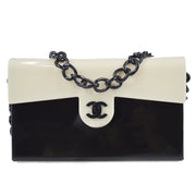 Chanel 2000-2001 Acrylic Chain Shoulder Bag Black White