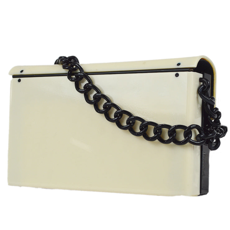 Chanel 2000-2001 Acrylic Chain Shoulder Bag Black White