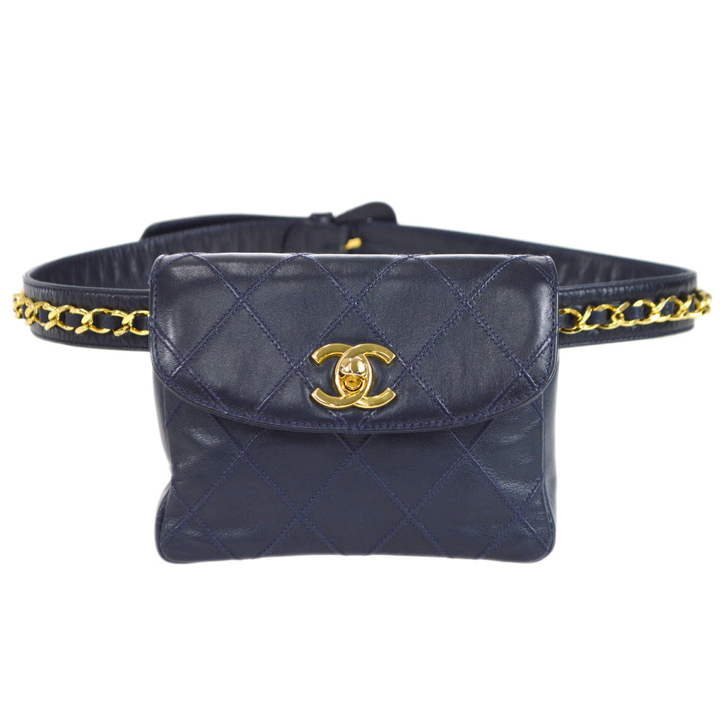 Chanel Bicolore Belt Bum Bag Navy Lambskin #80/32 – AMORE Vintage