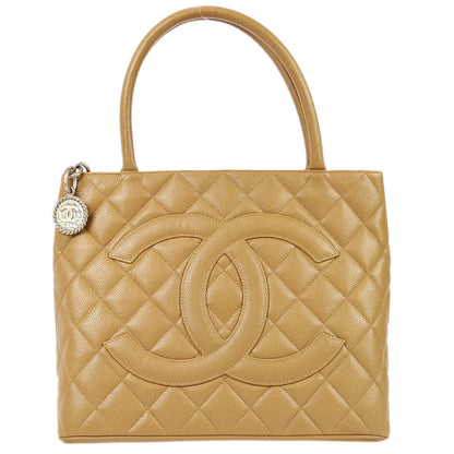 Chanel 2001-2003 Medallion Tote Beige Caviar