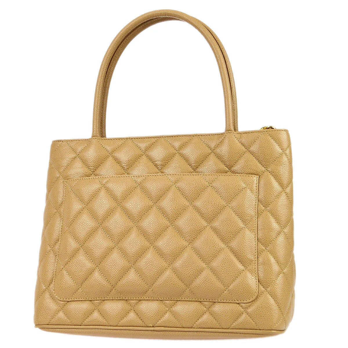 Chanel 2001-2003 Medallion Tote Beige Caviar