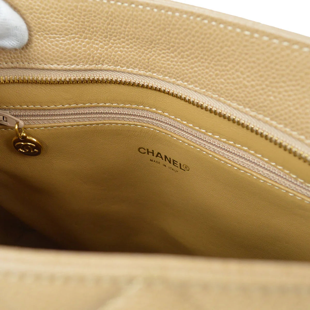 Chanel 2001-2003 Medallion Tote Beige Caviar