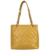 Chanel 2003-2004 Petite Shopping Tote PST Beige Caviar