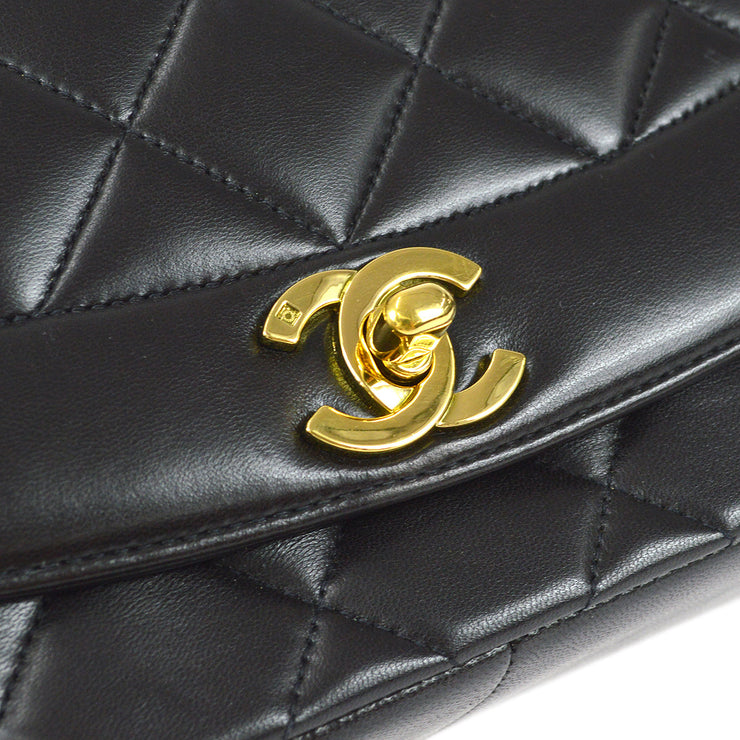 Rare Vintage Mini Chanel Classic Shoulder Flap Bag in Black Quilted Lambskin, GHW