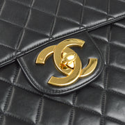 Chanel 1996-1997 Black Lambskin Jumbo Classic Flap Bag