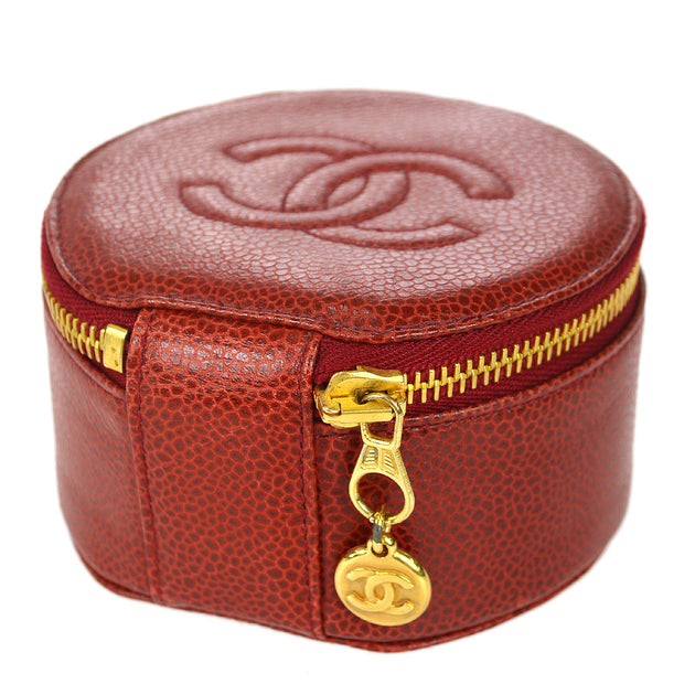 Chanel Red Quilted Caviar Zip Around Wallet Q6ADVD0FRB010