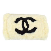 Chanel Fur Shawl Muffler Stole White Small Good