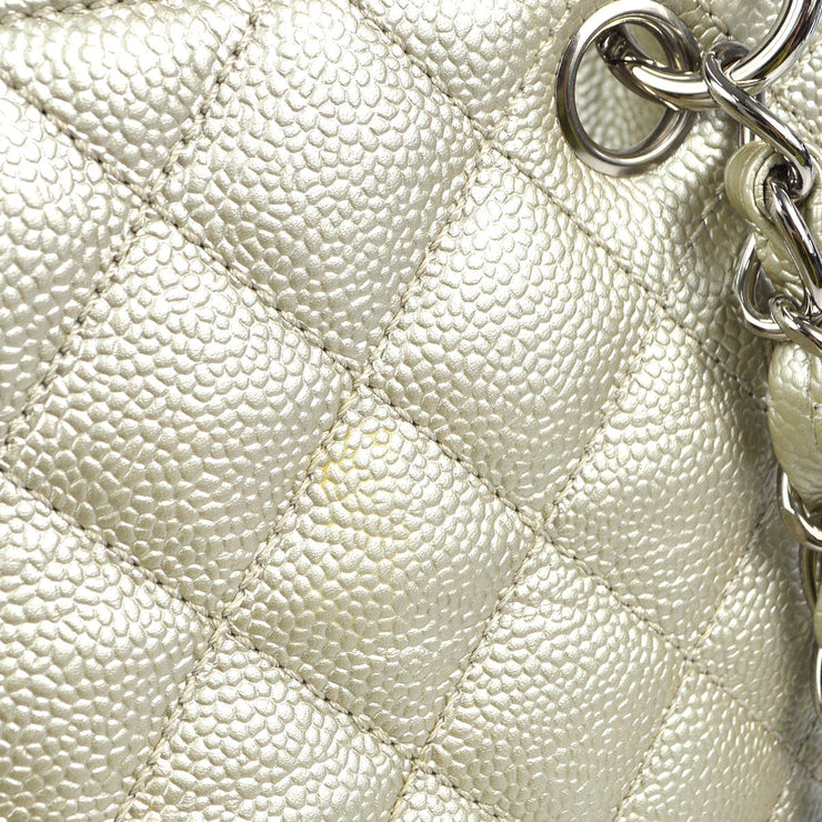 Chanel Petite Shopping Tote PST Bag White Caviar Leather