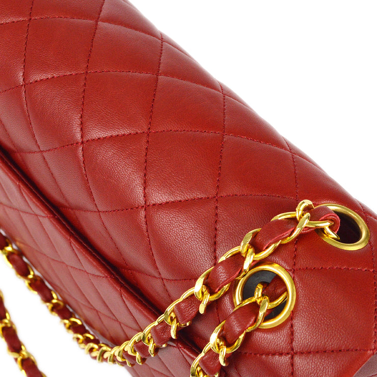 Chanel Medium/Large Red Quilted Caviar Classic Double Flap