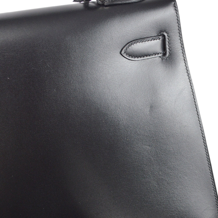 Hermes Black Box Leather Kelly Sellier 32 Bag