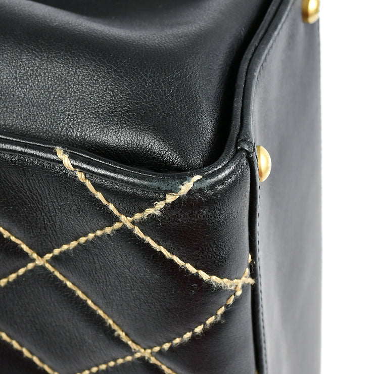 Chanel 2004-2005 Wild Stitch Handbag Black Calfskin