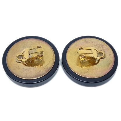 Chanel Button Earrings Black Clip-On 28