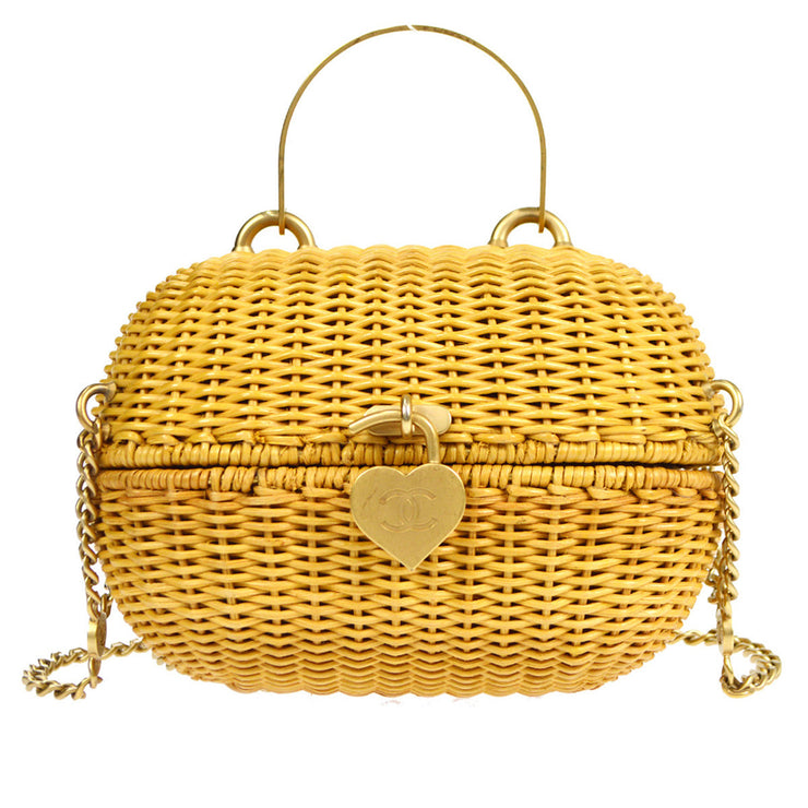 Chanel * 2004-2005 Heart Rattan Basket Chain Shoulder Bag