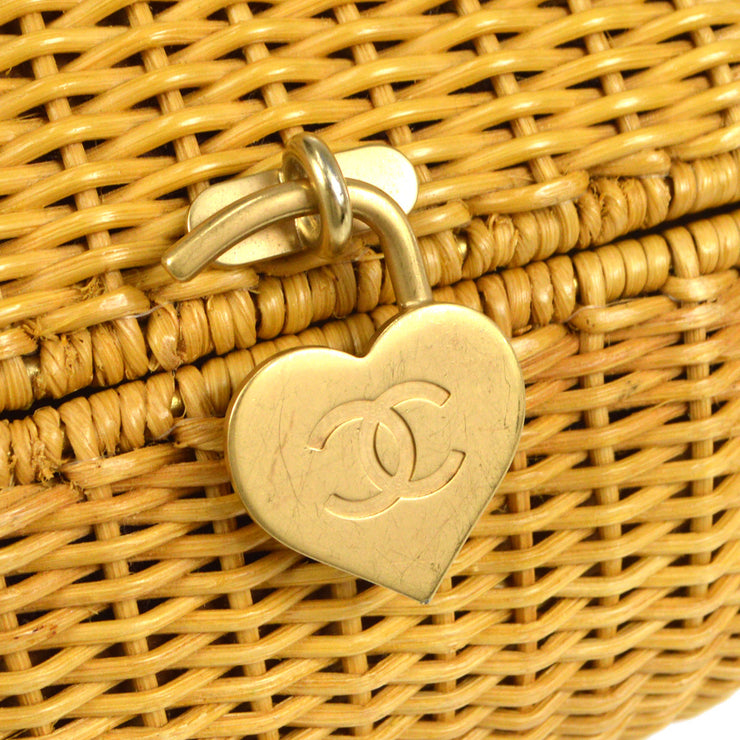 CHANEL Rattan Heart Basket Shoulder Bag 58223