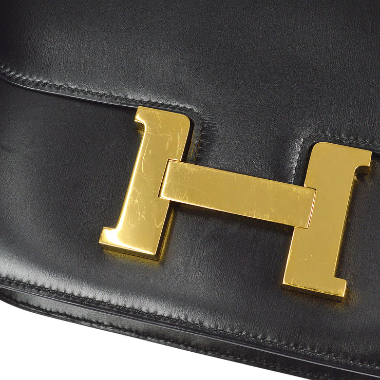 Hermes Black Box Calf Leather Gold Hardware Constance 23 Bag Hermes