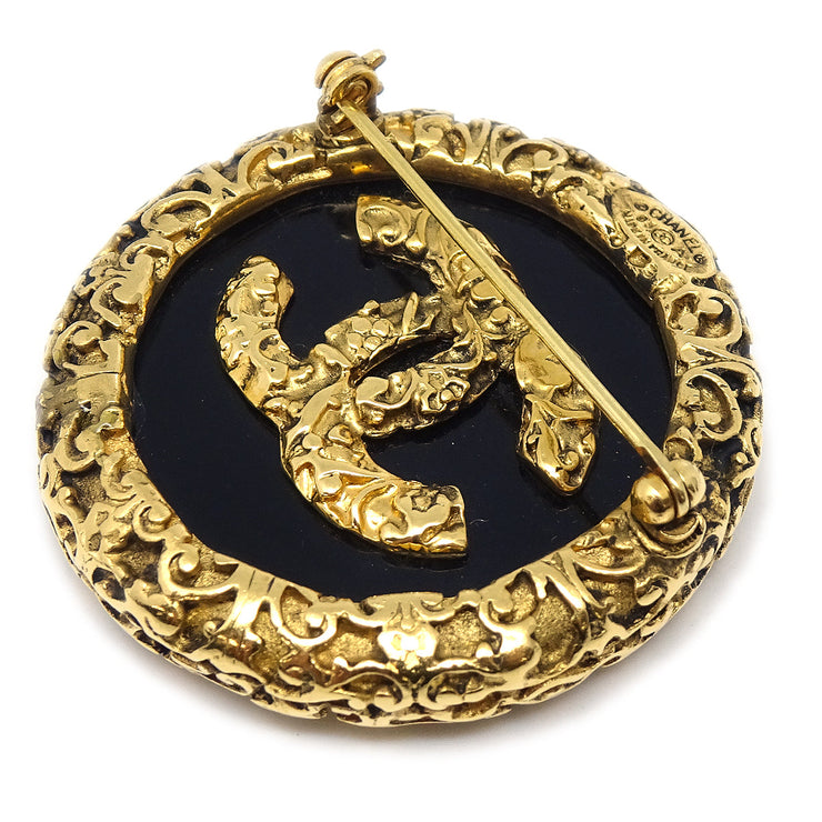 Chanel Medallion Brooch Pin Gold 93A