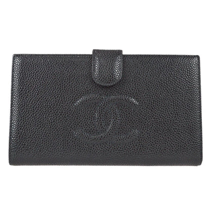 Chanel 2003-2004 Long Wallet Black Caviar