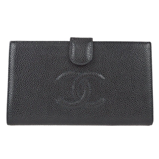 Chanel 2003-2004 Long Wallet Black Caviar