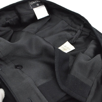 Chanel 2001 Fall buttoned A-line cashmere wrap skirt #34