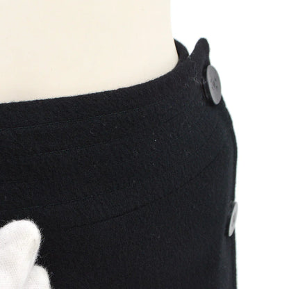 Chanel 2001 Fall buttoned A-line cashmere wrap skirt #34