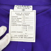 Chanel 1991 logo-buttons collarless silk shirt #38