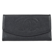 Chanel 1997-1999 Timeless Long Wallet Black Caviar