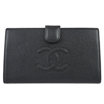 Chanel 2006-2008 Black Caviar Timeless Long Wallet
