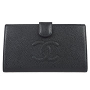 Chanel 2006-2008 Black Caviar Timeless Long Wallet