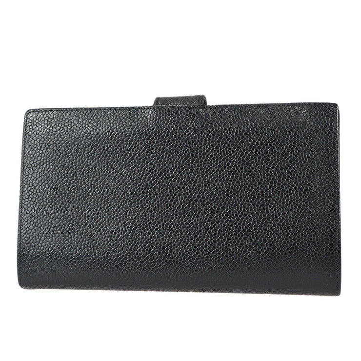 Chanel 2004-2005 Timeless Long Wallet Black Caviar