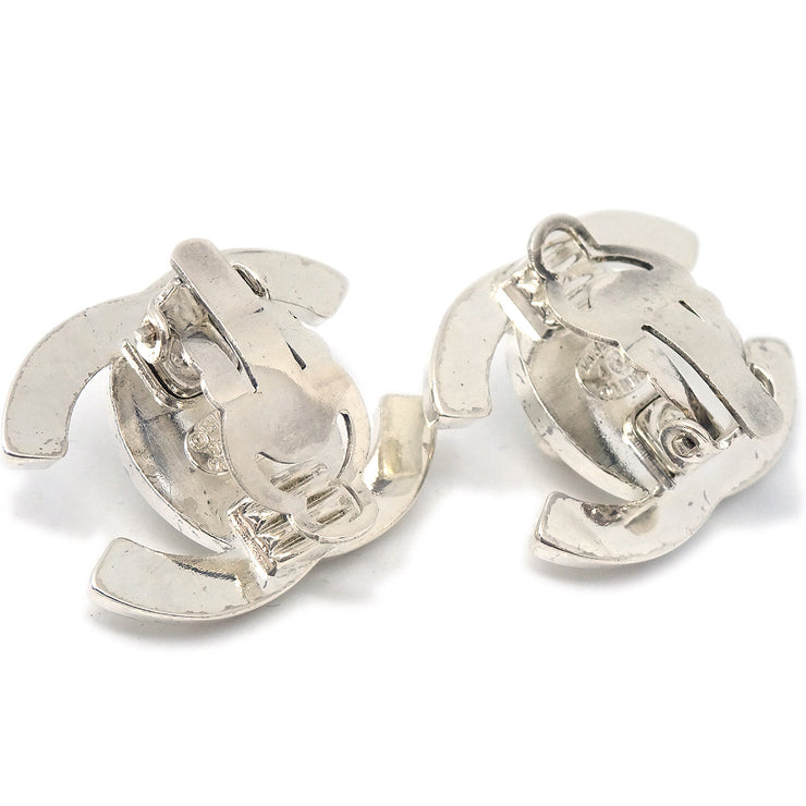 CHANEL CC Turnlock Clip On Earrings Silver 407693