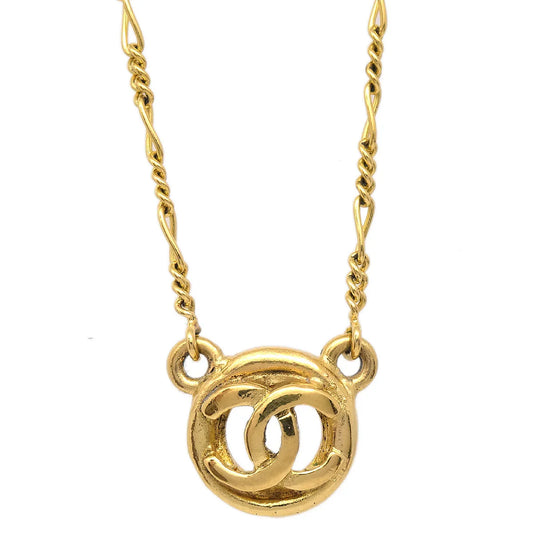 Chanel 1983 Circled CC Gold Chain Pendant Necklace