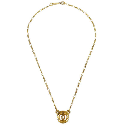 Chanel 1983 Circled CC Gold Chain Pendant Necklace